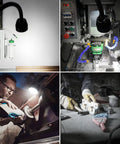 Industrial LED Machine Light With 360 Degree Gooseneck, IP66 Waterproof 1400 Lumens, mounted on heavy machinery for task lighting.
