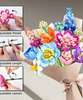 Flower Bouquet Building Kit For Adults And Kids 8 Plus, 13 Colorful Stems From 8 Varieties Like Peony, Rose, Hydrangea, Snowball, Narcissus, Snapdragon, And Consolida, A Dope DIY Home Decor Gift For Creative Crafters with adjustable petals and stems