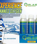 Pure Oxygen Canister For Quick Recovery And Sharp Focus, 4L Portable Oxygen, 3 Pack displayed with mountain hiking imagery