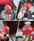 Heavy Duty Gate Valve Lockout Set With Keyed Alike Safety Padlocks installed on various valves, outdoor use, set of 2