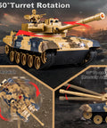 2.4G Remote Control Battle Tank With Sound Effects Lights And Smoke, One Twenty Fourth Scale Russian T 90 Army Model with turret rotation