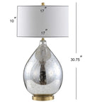 Mercury Silver Glass Teardrop Table Lamp With White Linen Drum Shade For Living Room Or Bedroom Dope Glam Transitional Bedside Lighting With Brass Gold Accents And Included LED Bulb