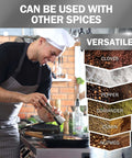 Chef using Stainless Steel Salt And Pepper Grinder Set Of 2 With Adjustable Ceramic Mills in a kitchen, versatile spice options