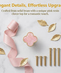 Pink Cabinet Knobs 6 Pack Zinc Alloy Single Hole Drawer Pulls With Decorative 3 Leaf Style Door Handles next to ribbon and screws