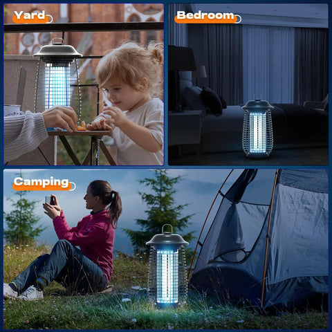 Indoor Outdoor Bug Zapper 4200V Electric Mosquito Killer Waterproof Fly Trap in yard, bedroom, camping settings