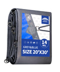 Heavy Duty Waterproof Tarp 20x30 Feet 14 Mil With Metal Rings Reinforced Corners And Edges UV Resistant, folded view