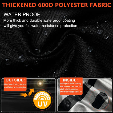 Close-up of waterproof 600D polyester fabric with water droplets for Rain Covered Bike Storage Tent For 2 To 3 Bikes Outdoor