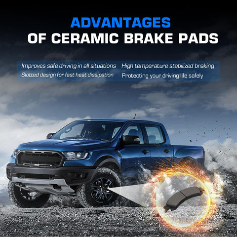 Rear semi-metallic disc brake pads with hardware for GMC Sierra 1500, Yukon XL 1500, Escalade ESV/EXT, 4pcs