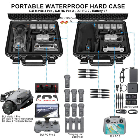 Waterproof Hard Case With Custom Foam Insert For DJI Mavic 4 Pro Drone Creator And Fly More Combos RC Pro 2 Controller