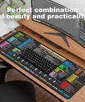 Cheat Sheet Desk Pad With Excel And Word Shortcuts, 12 Essential Skills, Large 31.5 By 11.8 Inch, Waterproof Anti Slip Keyboard And Mouse Mat