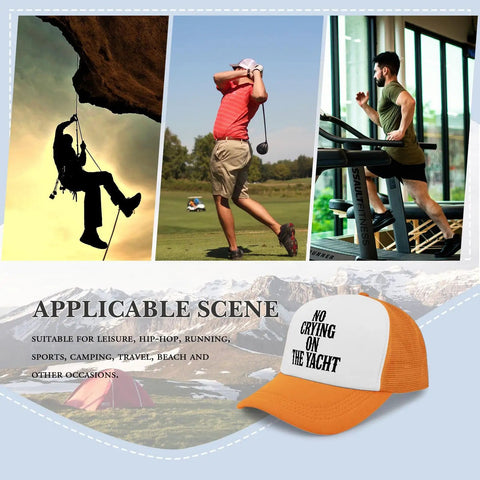 Breathable Men's Trucker Hat for Running and Everyday Wear with No Sweat Band, moisture-wicking tech, featuring outdoor activities