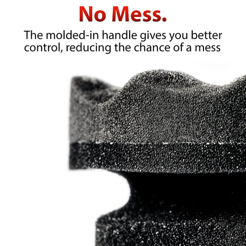 Close-up of Hex Grip Tire Dressing Applicator Three Pack For Fast Tire Shine showing ergonomic foam texture and grip