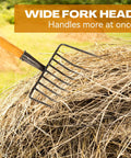 Three Sets Pitch Forks For Gardening With Long 47.2 Inch Hardwood Handles 9 Tine Wide Mulch Forks Heavy Duty Horse Stall Forks