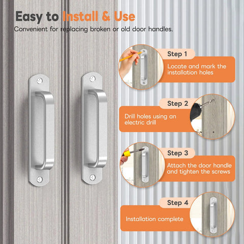Sliding Barn Door Handle Set In Aluminum Alloy For Closet, Drawer, Garage, Fence Door And Bunk Bed installation steps