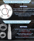 Diagram of Five Lug bolt pattern and spindle sizes for 3500 lb axles, includes measurements of bearing models L68149 and L44649.
