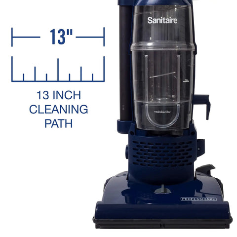 Straight Up Pro Bagless Upright Vacuum For Light Commercial Spaces That Crushes Floor Grime Featuring A Quick Dump Dirt Cup And Essential Attachments For Serious Hustle And Maximum Bang For Your Buck, showing 13 inch cleaning path.