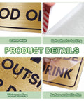 Brushed Gold No Food Or Drink Sign For Doors Two Pack Self Adhering Indoor Or Outdoor Use Ideal For Restaurants Offices And Businesses No Outside Food Or Drinks Allowed Sticker, 0.3mm thick