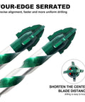 FEWELL four-edge serrated masonry drill bits set; green-coated steel, 1/8-1/2 in size, front view