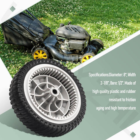 Two Pack Eight Inch Front Wheel Drive Assembly For Walk Behind Mowers Fits MTD Troy-Bilt Craftsman Replaces 634-06986 shown on lawn