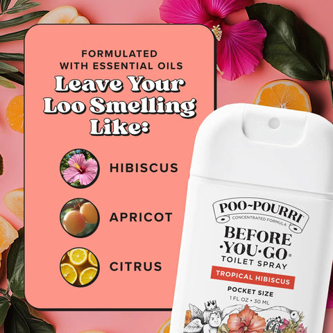 Before You Go Pocket Toilet Spray 3 Pack Spring Variety With Essential Oils, TSA Approved Size, Tropical Hibiscus scent image.