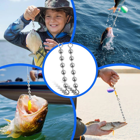 Stainless Steel Bead Chain Swivels For Catfish Tackle And Rig Gear Saltwater And Freshwater Fishing Beads Twenty To Forty Pack With Three Sixteenth Inch Beads Four Point Five Millimeter Durable Tackle Accessory, stainless steel bead chain
