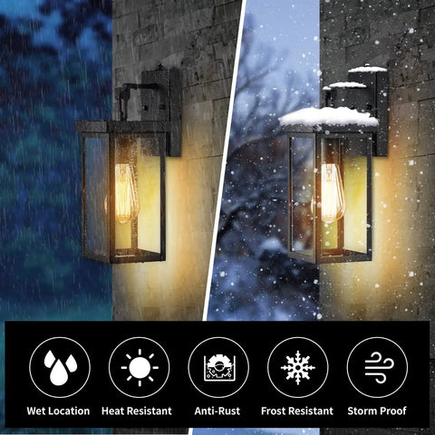 Two Pack Outdoor Wall Lanterns With Dusk To Dawn Sensor And Photo Sensor For Entryway Garage Front Door And Patio Waterproof Rust