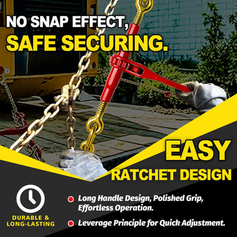 Heavy Duty Ratchet Chain Binder One Quarter To Five Sixteenths Inch, 2 Pack With Clevis Hooks, 2,600 Lbs Working Load in use