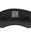 Black sun visor with text 'I Have a Lab Coat and I Know How to Use It' for crime lab gear outfit with lab crew.