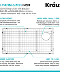 Bellucci Series Stainless Steel Kitchen Sink Bottom Grid With Soft Rubber Bumpers For 33 Inch Sink Protects Surface Description