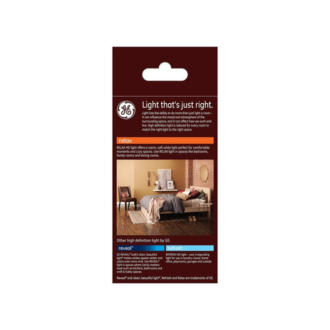 Packaging of Relax LED 3-Way Bulb 5, 11, 16W Soft White A21 Standard Light Bulb For Home Use Energy Saving Replaces 30 To 70 To 100 Watt.
