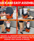 Dustopper Turbo Bagger Upgrade Kit For Fein Turbo I And II Dust Collection System with Bucket Cyclonic Separator shown in assembly.