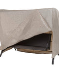 Two Seater Patio Swing Cover For Outdoor Use Heavy Duty Weatherproof Fabric Protects Your Swing And Outdoor Furniture From Rain Sun And Wind Khaki 87 Inch Long By 64 Inch Wide By 66 Inch High Fits Most Two Seaters For Patio Deck Or Porch partially on swing