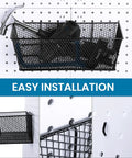 Six Piece Pegboard Basket Set Wall Mount Bins For Tools And Crafts In Black Three Sizes For Garage Workshop Slatwall Organization