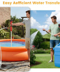 Man using Cordless Water Transfer Pump With 2x4000mAh Batteries And Charger 720 GPH Flow 32 Ft Max Lift 21V for pool and garden