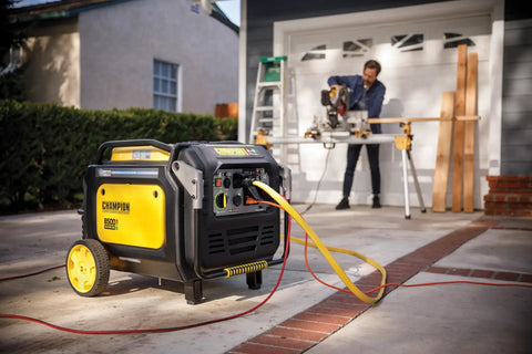 8500 Watt Dual Fuel Portable Inverter Generator With Quiet Technology And CO Shield Electric Start on driveway