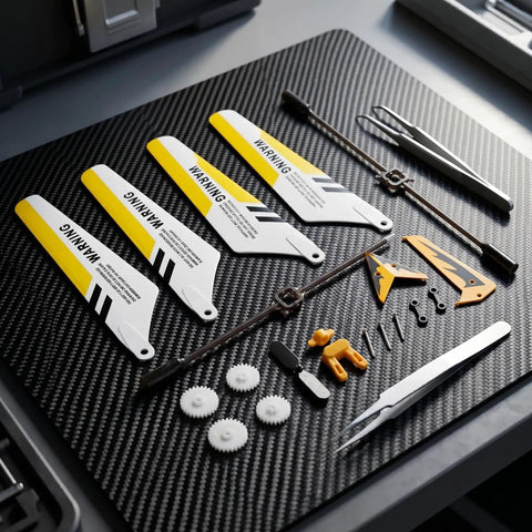 Ultimate Spare Parts Kit for S107 and S107G RC Helicopters in Yellow ABS Plastic and Alloy, including blades and tools