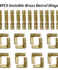 Hidden Brass Barrel Hinge Set 24 Pack 4x20mm Mini Concealed Hinges for Jewelry Boxes, Music Boxes, Cabinets, and Small Woodworking Projects