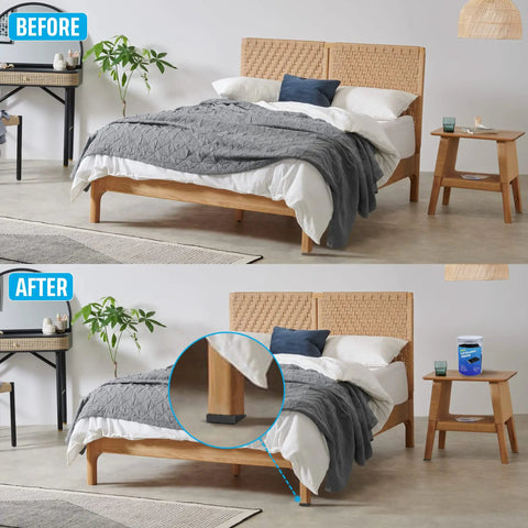 Furniture Levelers 80 Piece Shims Set Plastic Grooved Non Slip Wedges used under bed leg for stability on uneven floors.