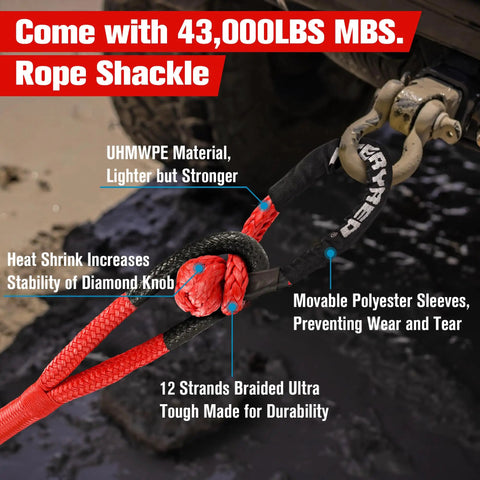 Trail Ready Kinetic Recovery Rope Kit With Two Heavy Duty Synthetic Soft Shackles And Storage Bag One Inch By Thirty Foot Snatch Strap For Off Road Mud Bogging Utv Atv Truck Jeep Rig Getting Unstuck Fast