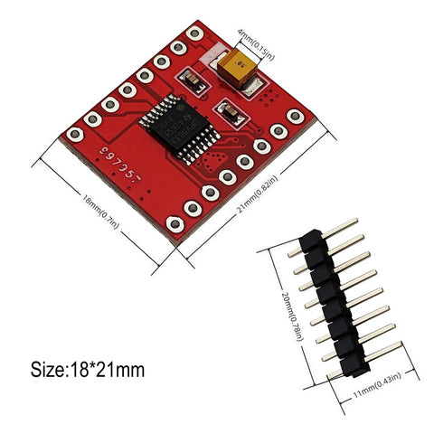 Six Pack DRV8833 Dual DC Motor Driver Module H Bridge Board For Arduino TB6612 showing dimensions and connectors