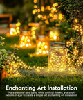 Warm white glow from 120LED 10Ft Solar Fairy Lights Outdoor Waterproof With 8 Modes IP65 Firecracker Twinkle String Lights