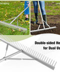 36 Inch Aluminum Landscape Rake With 36 Tines And 68 Inch Non Slip Handle for soil loosening, leveling and lawn care