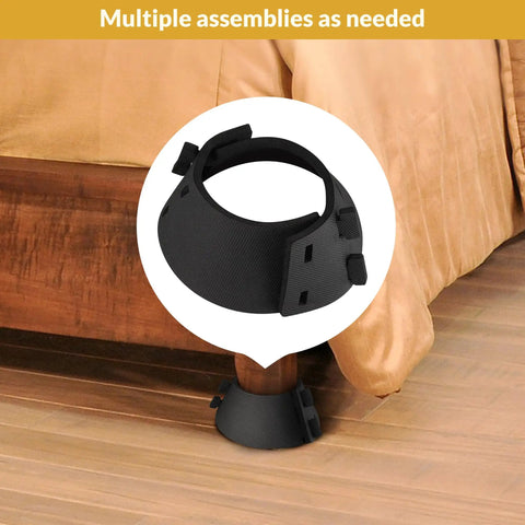 Kick Those Painful Toe Bumps To The Curb With Hella Padded Eva Bed Frame Leg Covers And Tough Toe Savers That Stop Foot Bruises While You Chill All Night Four Pack, black padded leg cover over bed frame leg.
