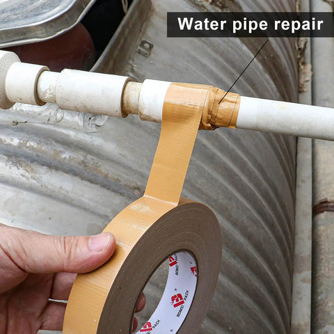 Tan Duct Tape 1 Inch By 60 Yards Heavy Duty Waterproof No Residue Tear By Hand 9 Mil Industrial Grade Strong Tape used for water pipe repair