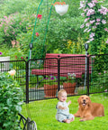 Tall Garden Fence With Gate 48 Inches High By 27 Inches Wide Panels 12 Panels Total About Twenty Seven Feet Long Heavy Duty Iron Yard Fence For Flower Beds And Pets Keeps Dogs Out Rust Resistant Gate Included