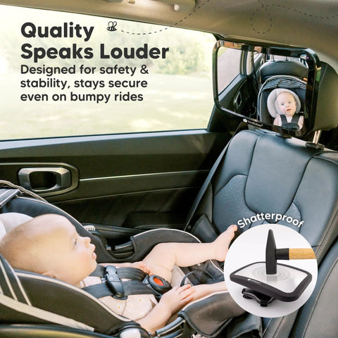 Wide 360 Degree Crystal Clear Baby Car Seat Mirror For Rear Facing Seats, Shatterproof Backseat View, Easy Install And Adjustable Headrest