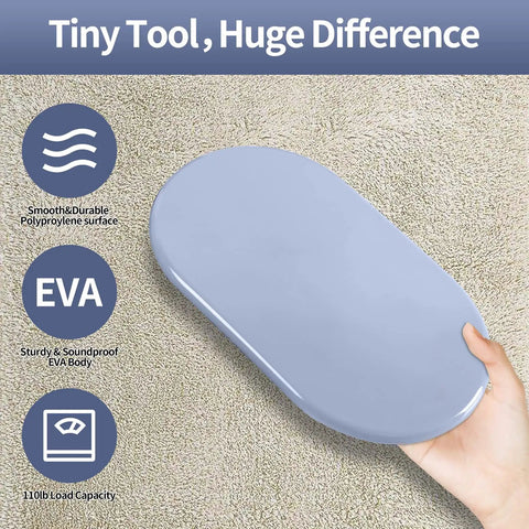 No Sweat Heavy Duty Furniture Movers Sliders 8 Pack For Carpet And Hardwood Floors oval slider in hand, 9.5x5.75 inch EVA material.