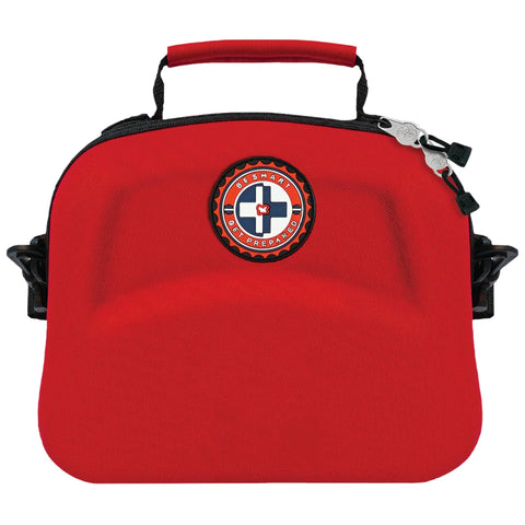 Red Be Smart Get Prepared emergency first aid kit pouch with zipper and carry handle.