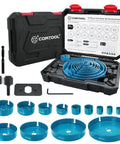 Open Slot Hole Saw Kit With Double Ground Teeth 21 Piece Drill Bit Set Including 13 Blades From Three Quarter Inch To Six Inch