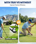 Heavy Duty Golf Hitting Mat With Durable Rubber Base for practice with and without ball tray comparison outdoors